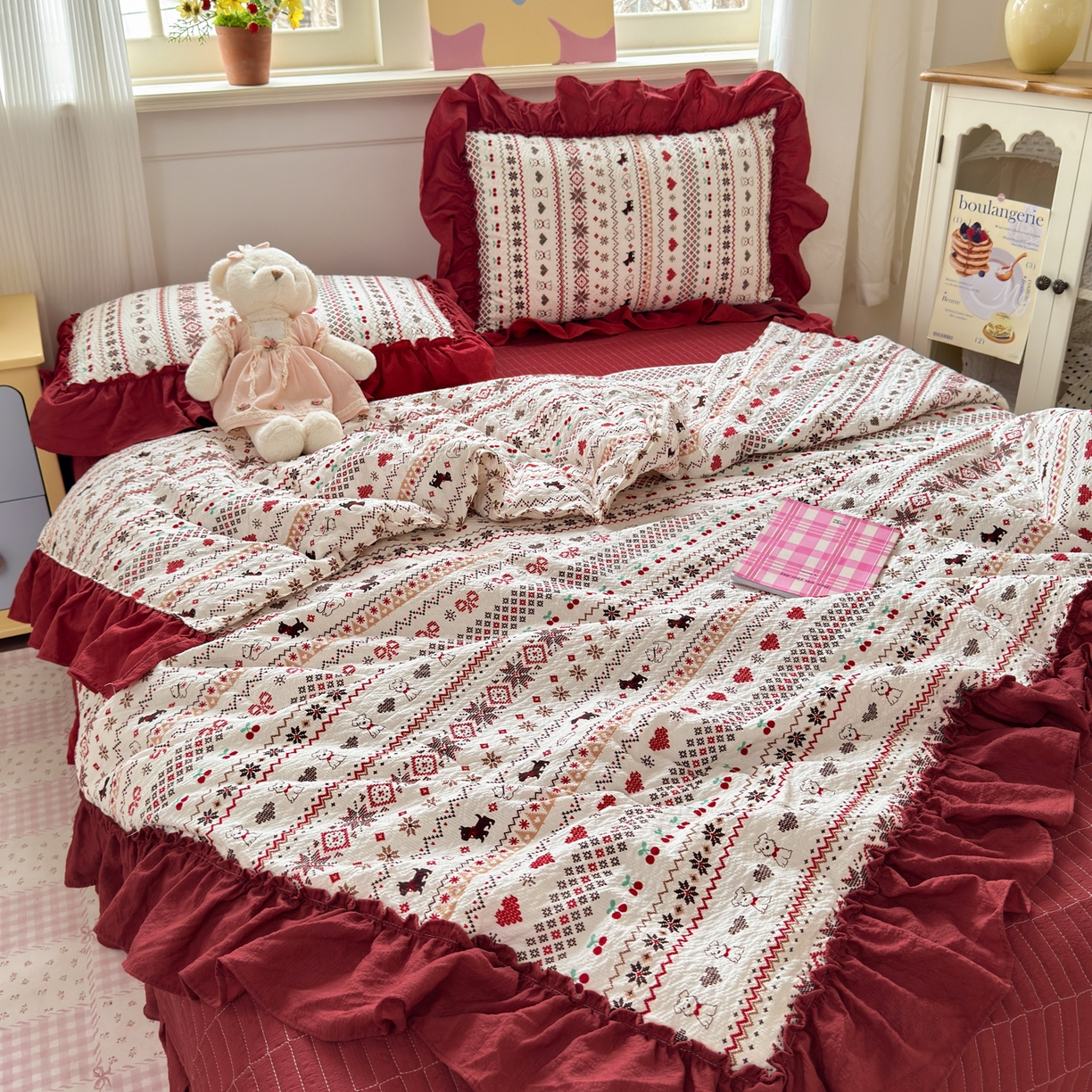 91家纺网 家纺一手货源 找家纺 禾沐 2026新款云感泡芙棉床盖夏被四件套AA款（夏被款） 萌物条条