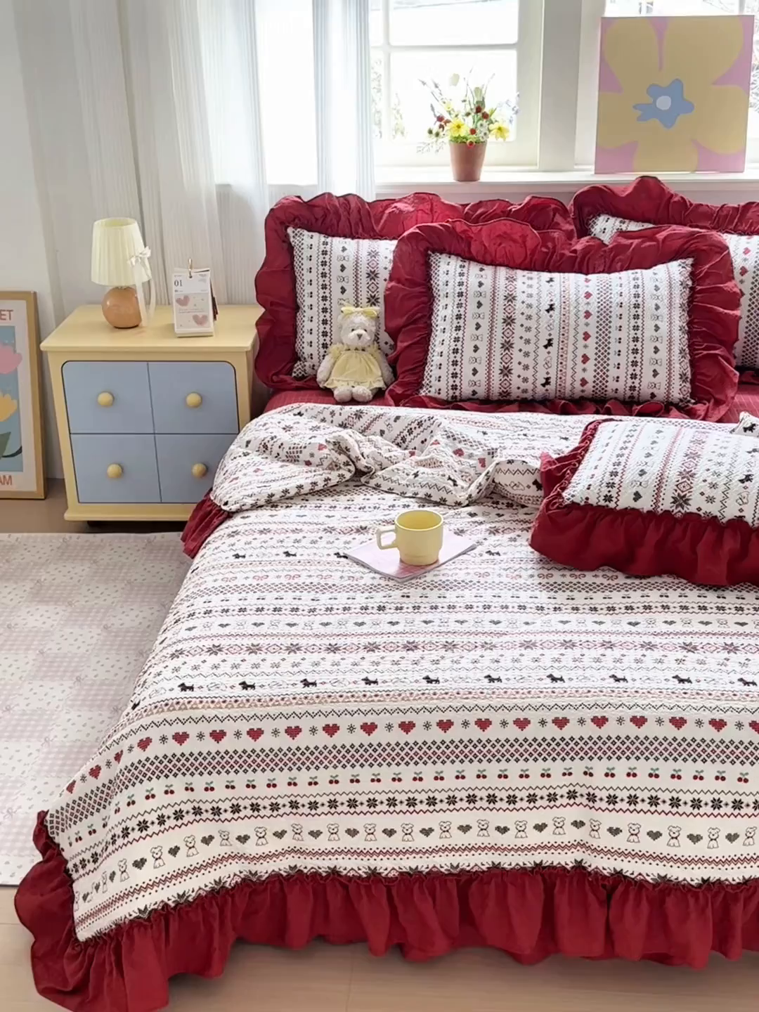 91家纺网 家纺一手货源 找家纺 禾沐 2026新款云感泡芙棉床盖夏被四件套AA款（夏被款） 萌物条条