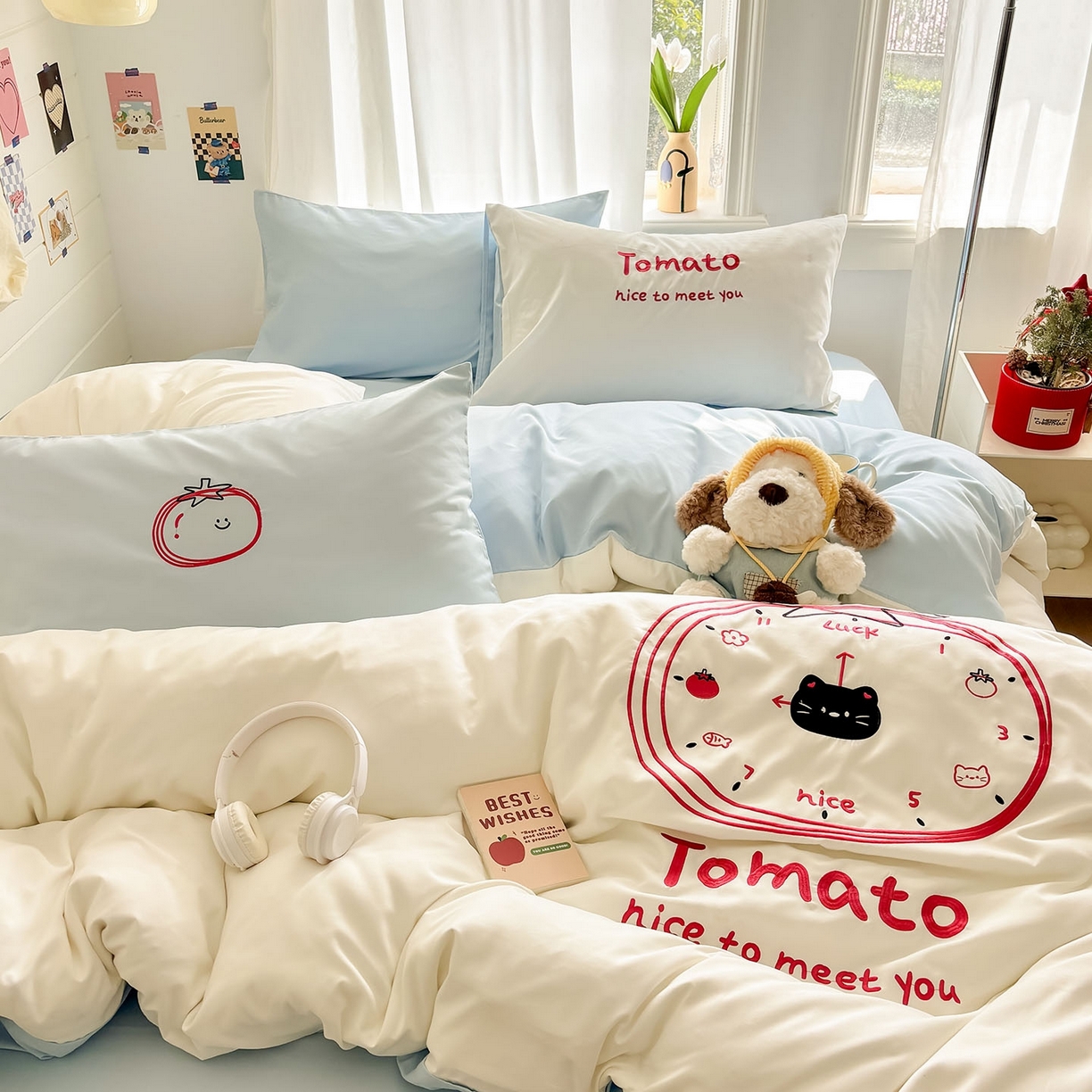 91家纺网 家纺一手货源 找家纺 2026新款卡通刺绣四件套水洗棉毛巾绣三件套学生宿舍被套床笠贴布绣