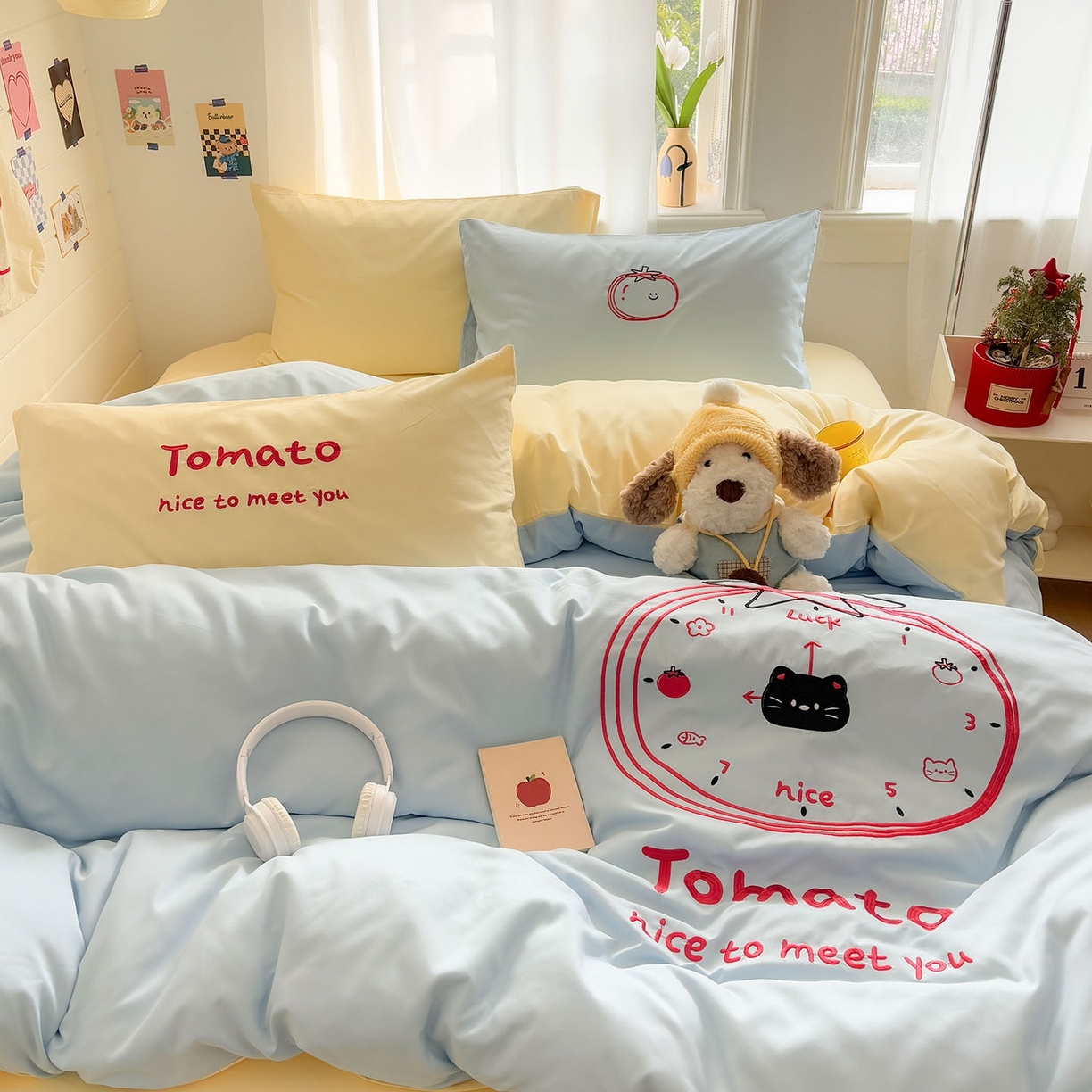 91家纺网 家纺一手货源 找家纺 2026新款卡通刺绣四件套水洗棉毛巾绣三件套学生宿舍被套床笠贴布绣