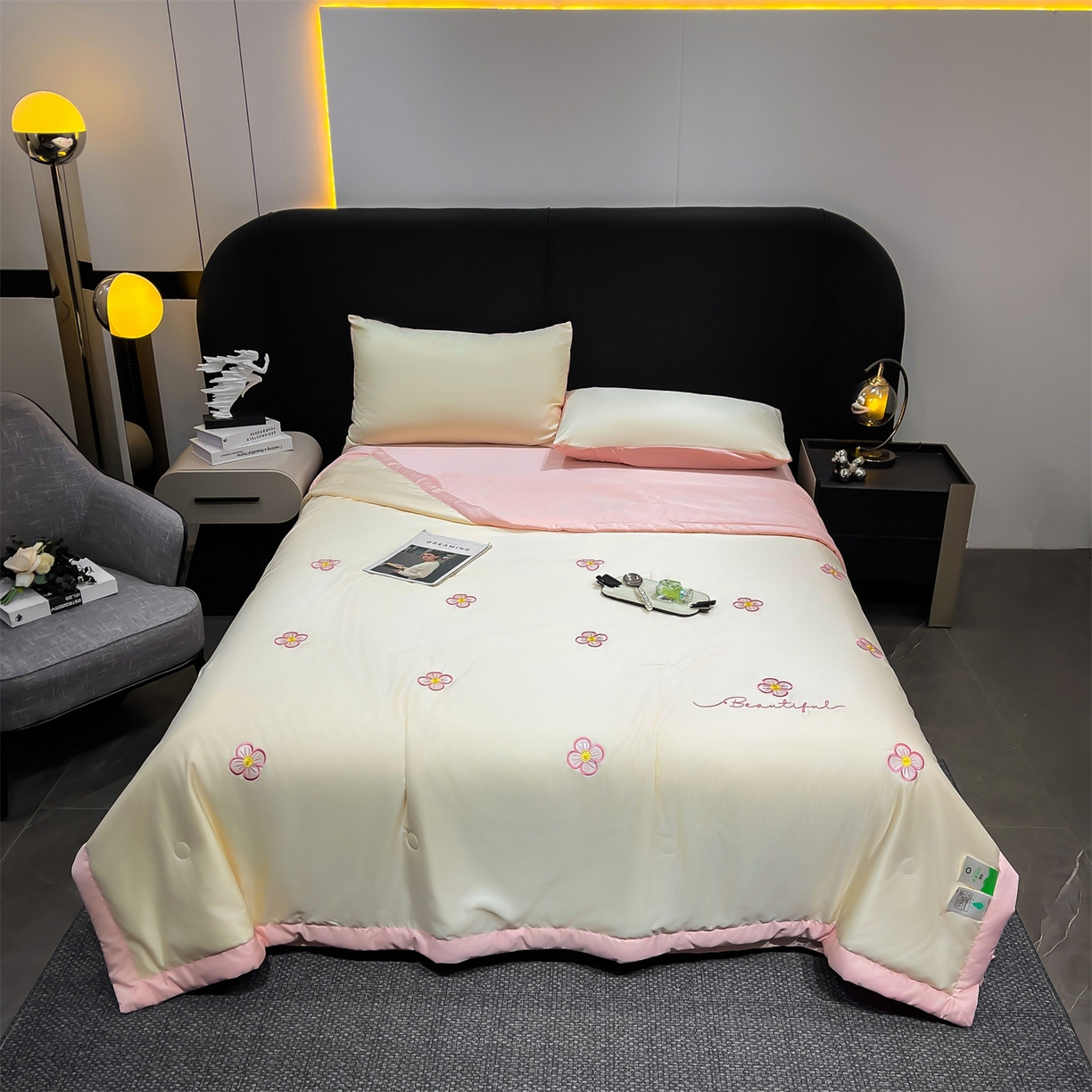 91家纺网 家纺一手货源 找家纺 （总）梵蒂莎 2026新款满绣系列-水洗真丝空调被水洗冰丝夏被四件套夏凉被（需要买家秀，加微信）