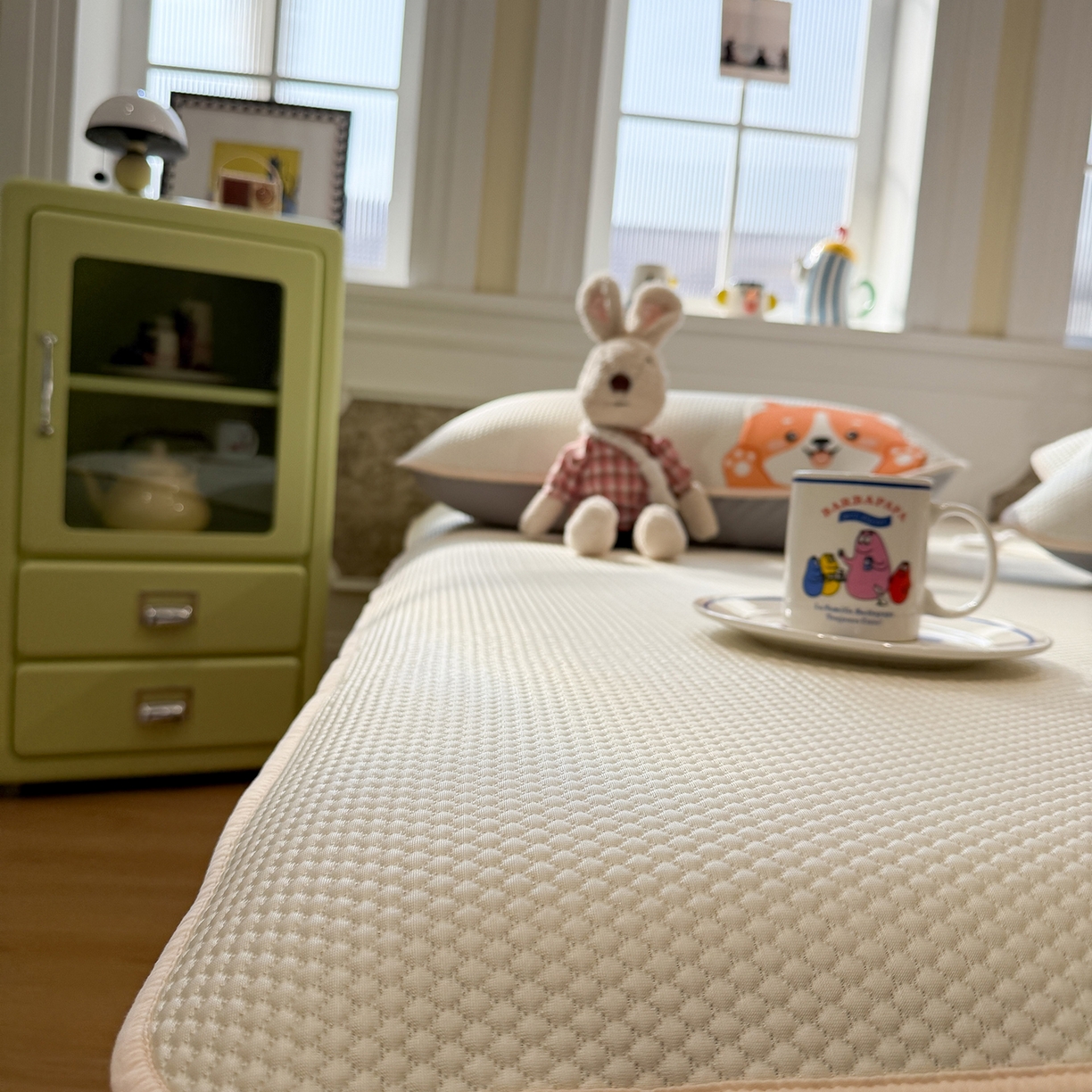 91家纺网 家纺一手货源 找家纺 GUJARY古家丽 2026新款即凉萌趣中分子床笠凉席三件套-风格一 柴多多