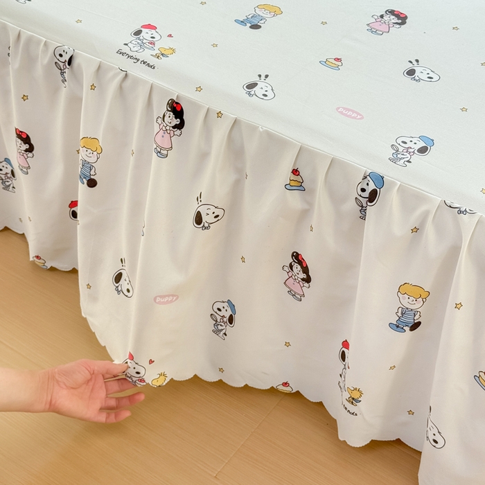 91家纺网 家纺一手货源 找家纺 莎臣豹 2026新款植物羊绒单品单件单床裙可配床裙三件套可爱努比