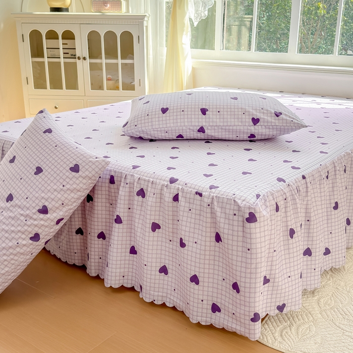 91家纺网 家纺一手货源 找家纺 莎臣豹 2026新款植物羊绒单品单件单床裙可配床裙三件套恋慕格