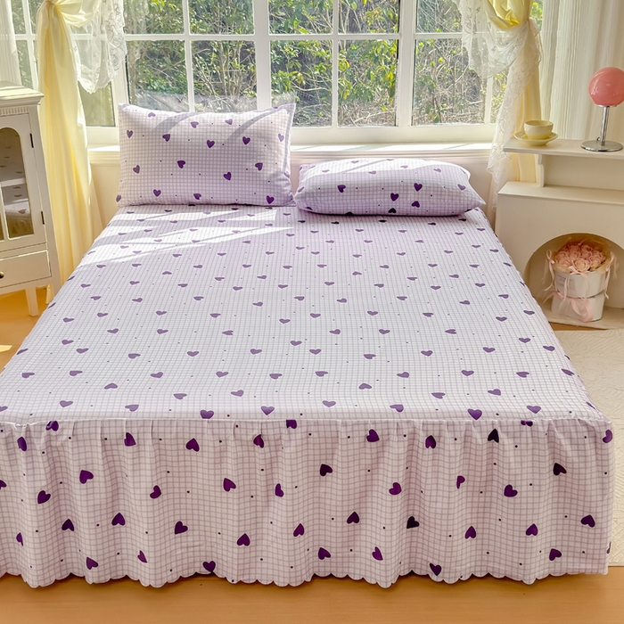 91家纺网 家纺一手货源 找家纺 莎臣豹 2026新款植物羊绒单品单件单床裙可配床裙三件套恋慕格