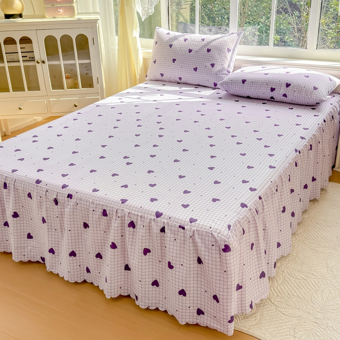 91家纺网 家纺一手货源 找家纺 莎臣豹 2026新款植物羊绒单品单件单床裙可配床裙三件套恋慕格