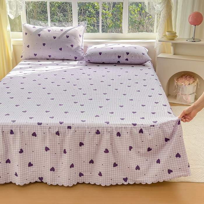 91家纺网 家纺一手货源 找家纺 莎臣豹 2026新款植物羊绒单品单件单床裙可配床裙三件套恋慕格