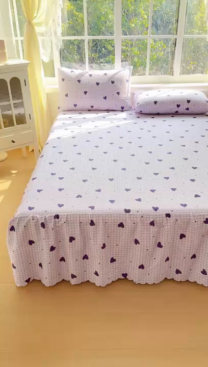 91家纺网 家纺一手货源 找家纺 莎臣豹 2026新款植物羊绒单品单件单床裙可配床裙三件套恋慕格