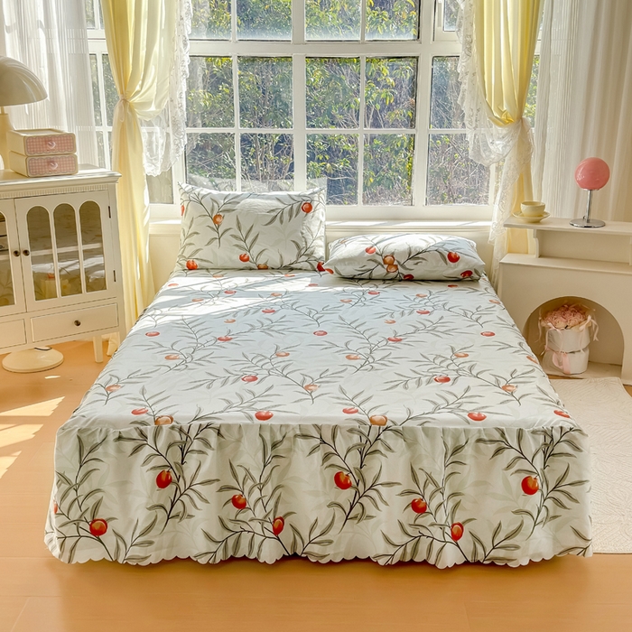 莎臣豹 2026新款植物羊绒单品单件单床裙可配床裙三件套蜜桃时节绿