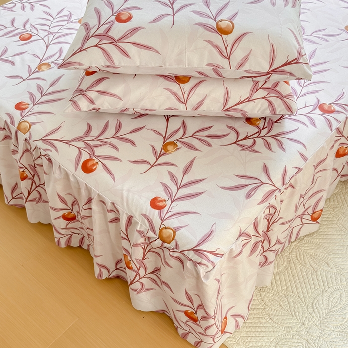 91家纺网 家纺一手货源 找家纺 莎臣豹 2026新款植物羊绒单品单件单床裙可配床裙三件套蜜桃时节紫