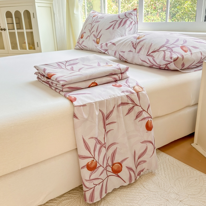 91家纺网 家纺一手货源 找家纺 莎臣豹 2026新款植物羊绒单品单件单床裙可配床裙三件套蜜桃时节紫