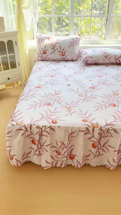 91家纺网 家纺一手货源 找家纺 莎臣豹 2026新款植物羊绒单品单件单床裙可配床裙三件套蜜桃时节紫