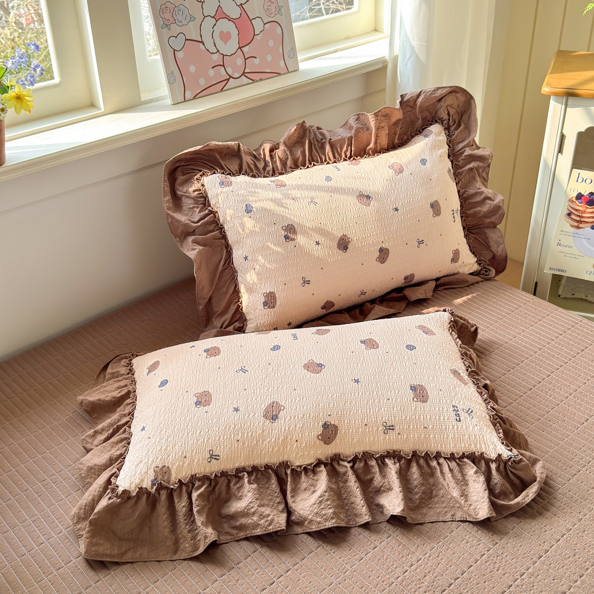 91家纺网 家纺一手货源 找家纺 禾沐 2026新款云感泡芙棉床盖夏被四件套AA款（夏被款） 曲奇猫