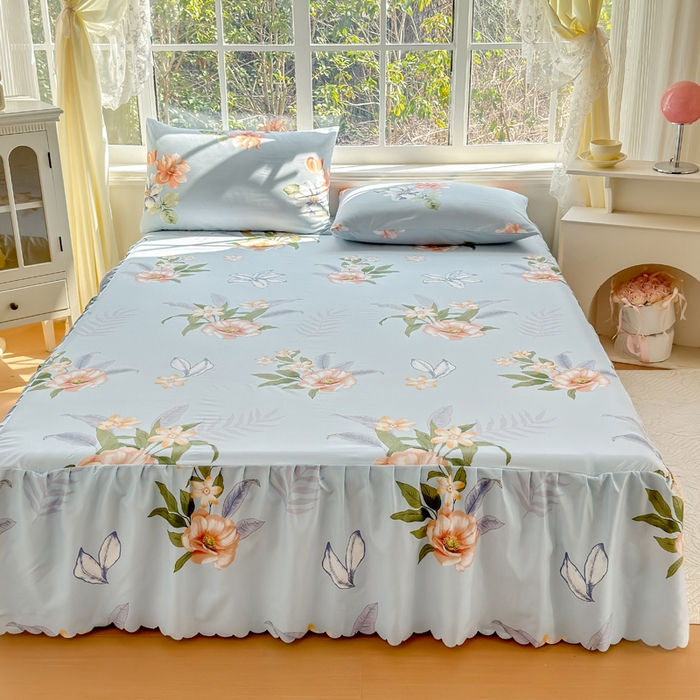 91家纺网 家纺一手货源 找家纺 莎臣豹 2026新款植物羊绒单品单件单床裙可配床裙三件套蜜幽居