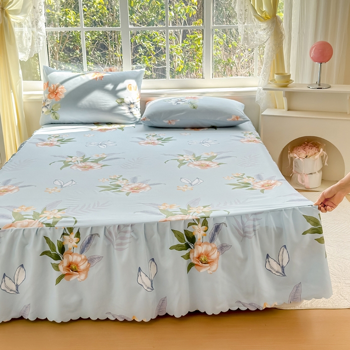 91家纺网 家纺一手货源 找家纺 莎臣豹 2026新款植物羊绒单品单件单床裙可配床裙三件套蜜幽居