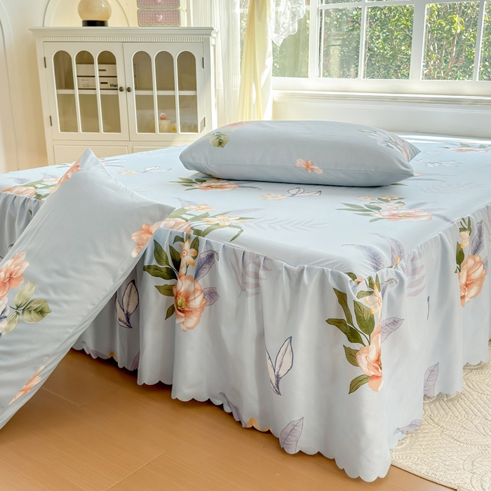 91家纺网 家纺一手货源 找家纺 莎臣豹 2026新款植物羊绒单品单件单床裙可配床裙三件套蜜幽居