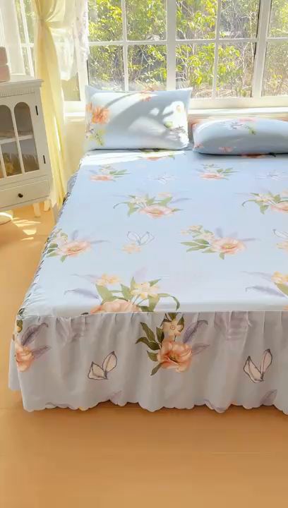 91家纺网 家纺一手货源 找家纺 莎臣豹 2026新款植物羊绒单品单件单床裙可配床裙三件套蜜幽居