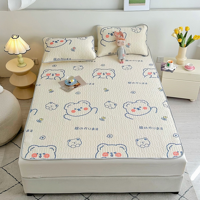 91家纺网 家纺一手货源 找家纺 （总）佳鸿家纺 2026新款卡通乳胶凉席二件套三件套冰丝软席空调席跨境爆款