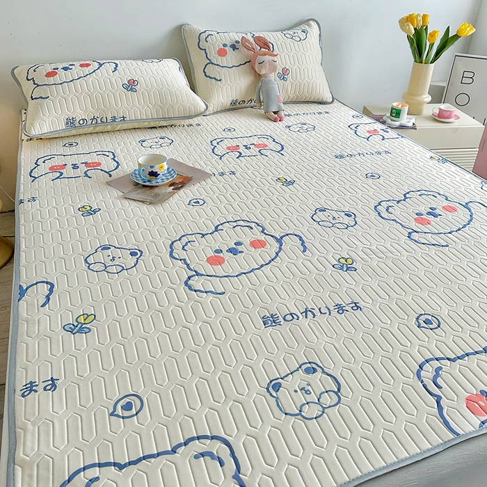 91家纺网 家纺一手货源 找家纺 （总）佳鸿家纺 2026新款卡通乳胶凉席二件套三件套冰丝软席空调席跨境爆款