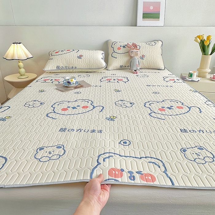 91家纺网 家纺一手货源 找家纺 （总）佳鸿家纺 2026新款卡通乳胶凉席二件套三件套冰丝软席空调席跨境爆款