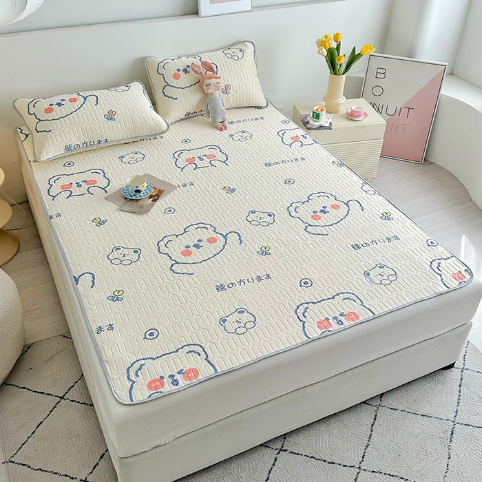 91家纺网 家纺一手货源 找家纺 （总）佳鸿家纺 2026新款卡通乳胶凉席二件套三件套冰丝软席空调席跨境爆款