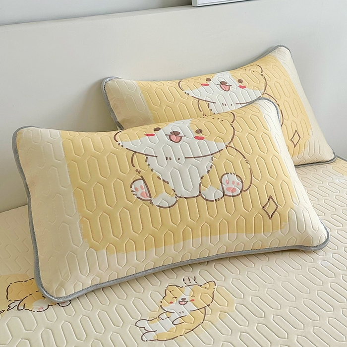 91家纺网 家纺一手货源 找家纺 佳鸿家纺 2026新款卡通乳胶凉席二件套三件套冰丝软席空调席跨境爆款 柴犬