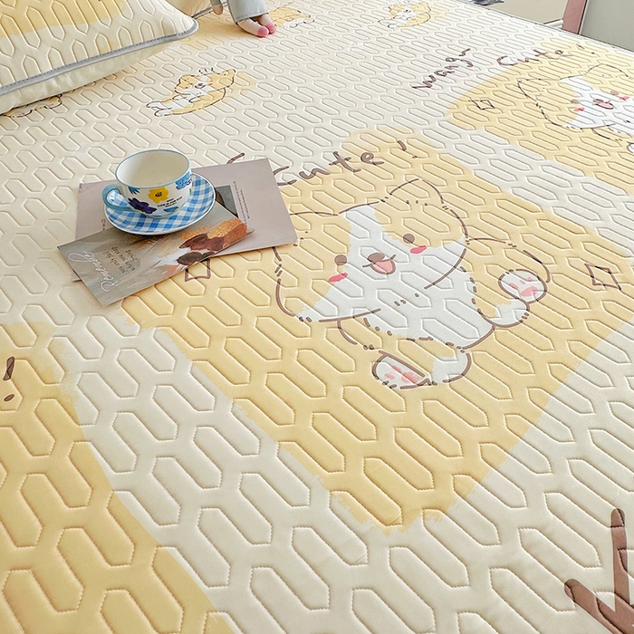 91家纺网 家纺一手货源 找家纺 佳鸿家纺 2026新款卡通乳胶凉席二件套三件套冰丝软席空调席跨境爆款 柴犬