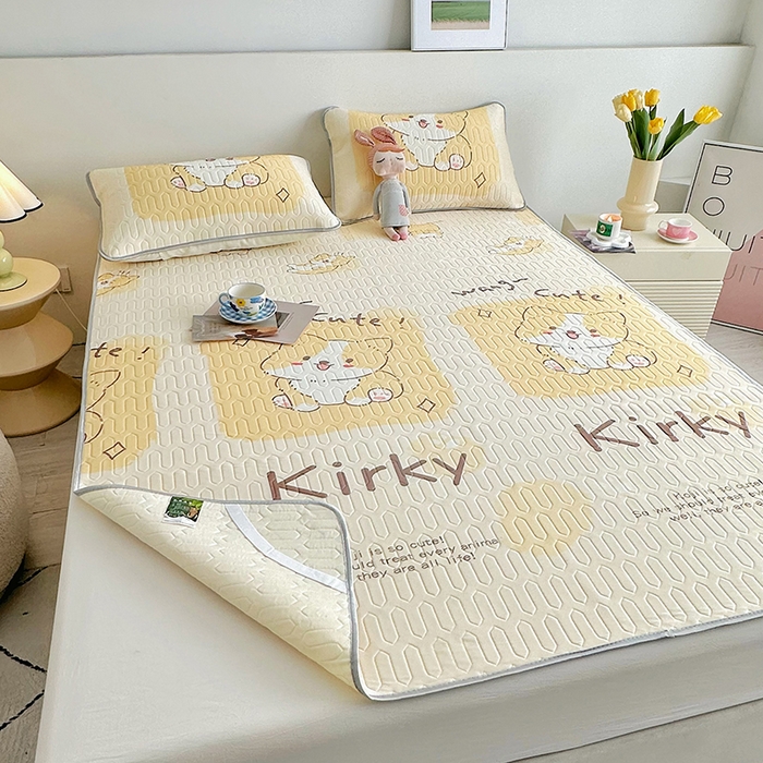 91家纺网 家纺一手货源 找家纺 佳鸿家纺 2026新款卡通乳胶凉席二件套三件套冰丝软席空调席跨境爆款 柴犬