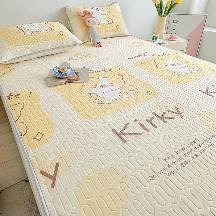 91家纺网 家纺一手货源 找家纺 佳鸿家纺 2026新款卡通乳胶凉席二件套三件套冰丝软席空调席跨境爆款 柴犬