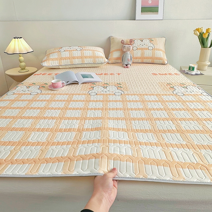 佳鸿家纺 2026新款卡通乳胶凉席二件套三件套冰丝软席空调席跨境爆款 萝卜兔