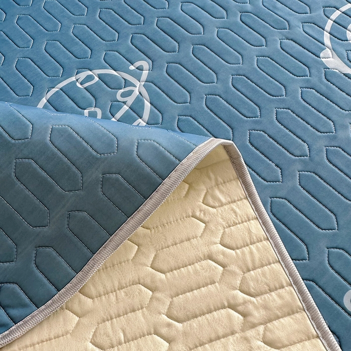 91家纺网 家纺一手货源 找家纺 佳鸿家纺 2026新款卡通乳胶凉席二件套三件套冰丝软席空调席跨境爆款 太空星球