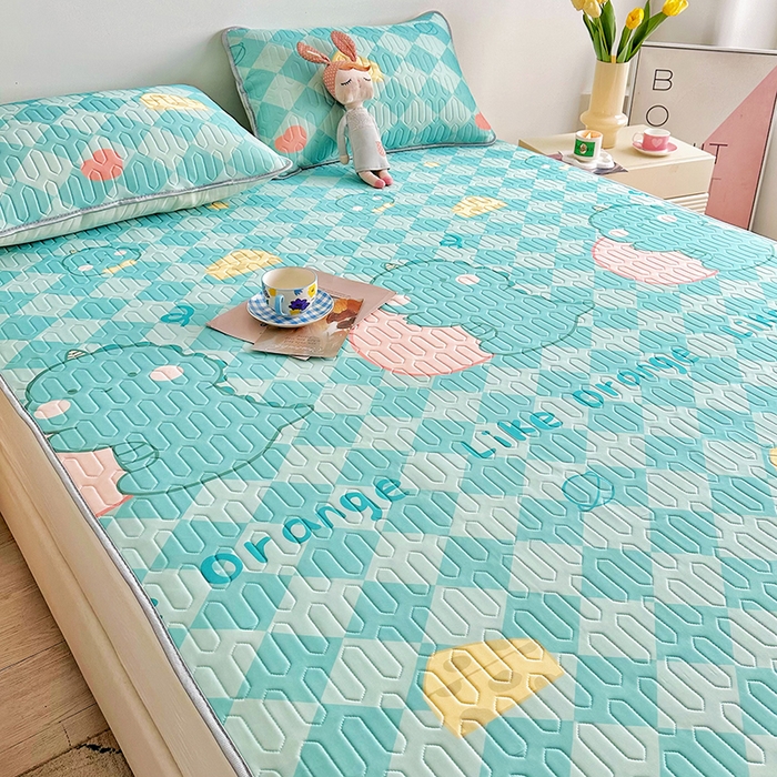 91家纺网 家纺一手货源 找家纺 佳鸿家纺 2026新款卡通乳胶凉席二件套三件套冰丝软席空调席跨境爆款 恐龙