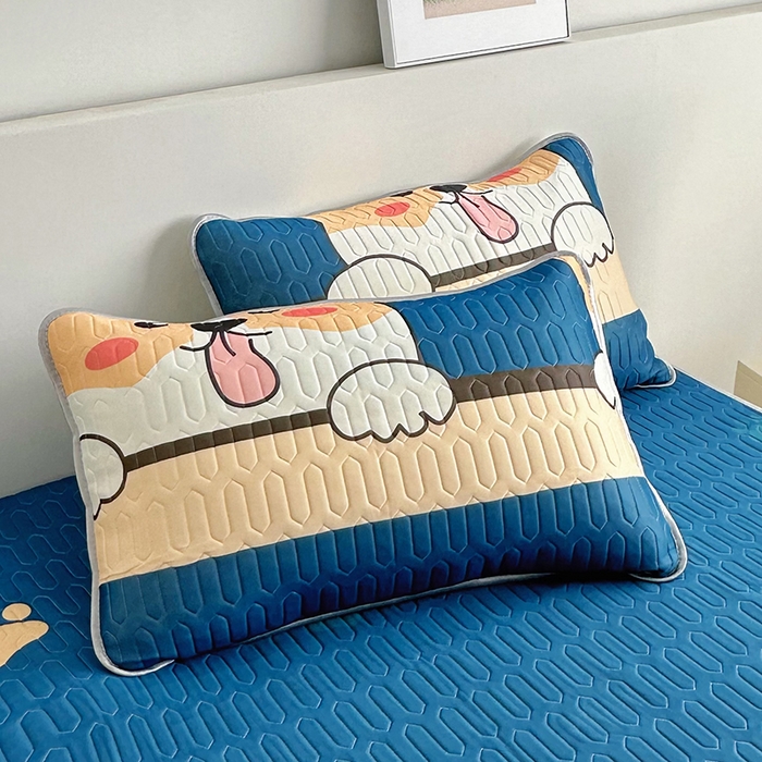 91家纺网 家纺一手货源 找家纺 佳鸿家纺 2026新款卡通乳胶凉席二件套三件套冰丝软席空调席跨境爆款 柯基