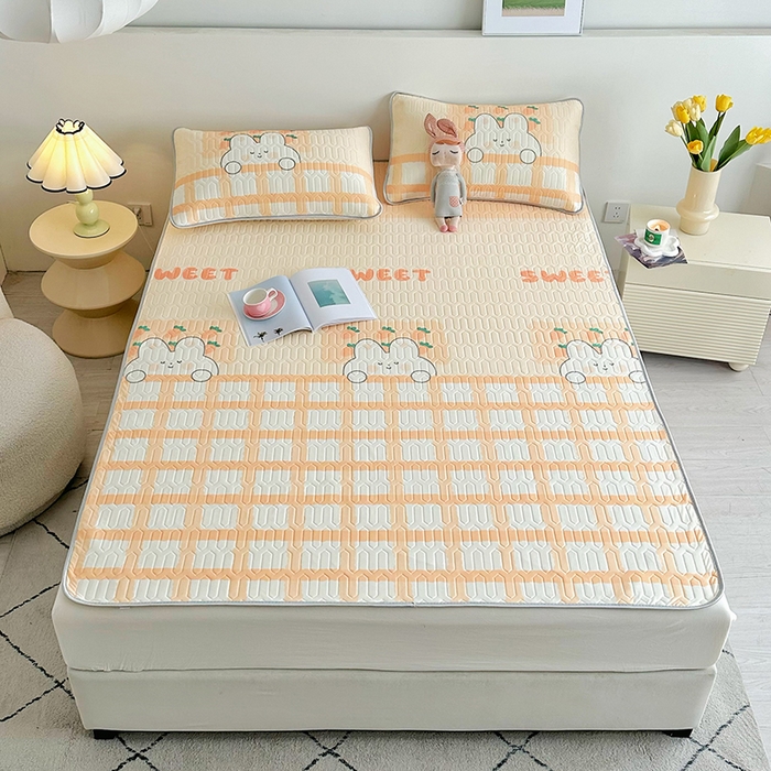 91家纺网 家纺一手货源 找家纺 佳鸿家纺 2026新款卡通乳胶凉席二件套三件套冰丝软席空调席跨境爆款 萝卜兔