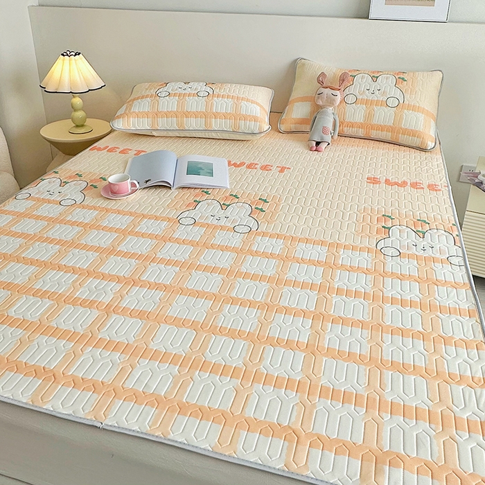 91家纺网 家纺一手货源 找家纺 佳鸿家纺 2026新款卡通乳胶凉席二件套三件套冰丝软席空调席跨境爆款 萝卜兔