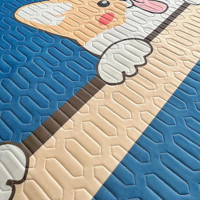 91家纺网 家纺一手货源 找家纺 佳鸿家纺 2026新款卡通乳胶凉席二件套三件套冰丝软席空调席跨境爆款 柯基