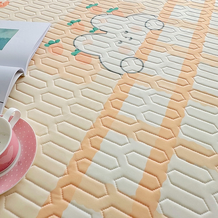 91家纺网 家纺一手货源 找家纺 佳鸿家纺 2026新款卡通乳胶凉席二件套三件套冰丝软席空调席跨境爆款 萝卜兔