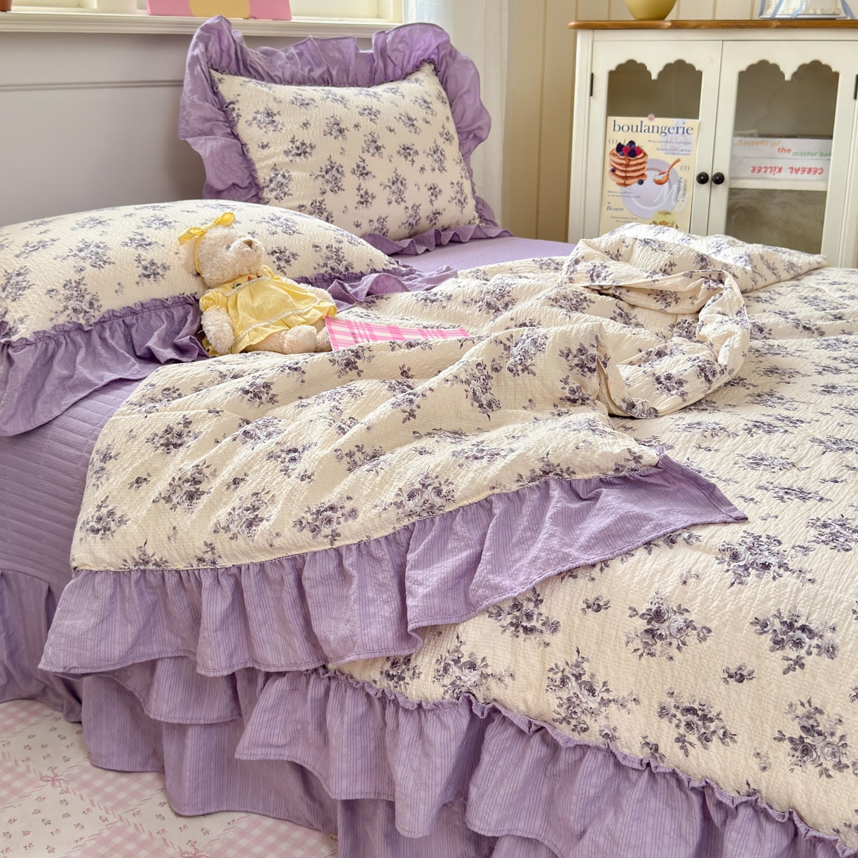 91家纺网 家纺一手货源 找家纺 禾沐 2026新款云感泡芙棉床盖夏被四件套AA款（夏被款） 若汐