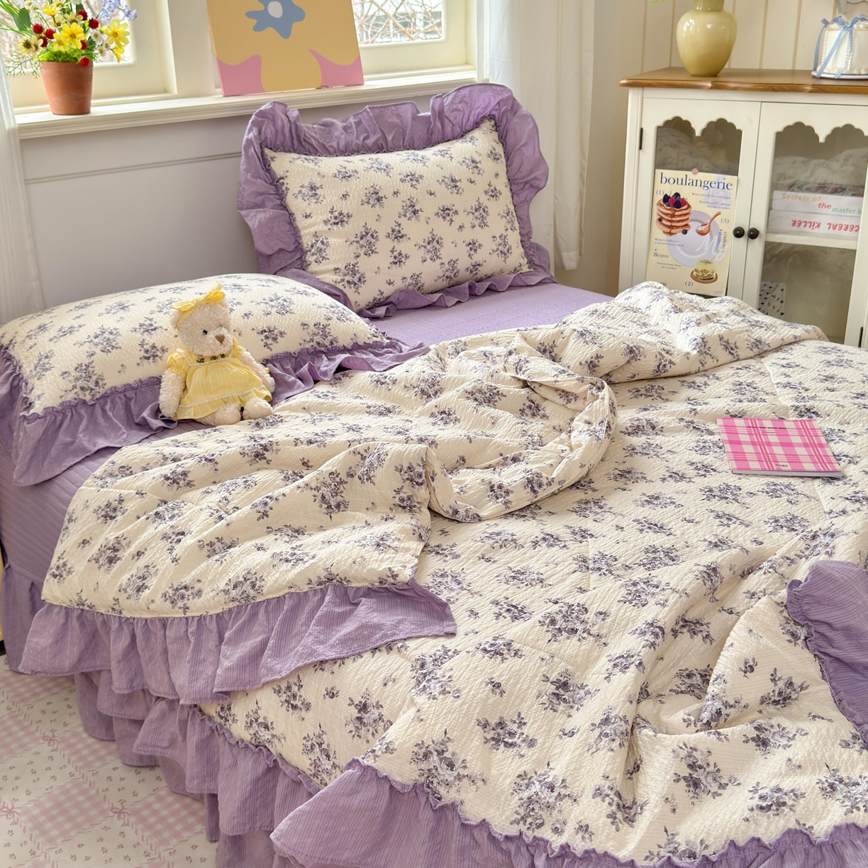 91家纺网 家纺一手货源 找家纺 禾沐 2026新款云感泡芙棉床盖夏被四件套AA款（夏被款） 若汐