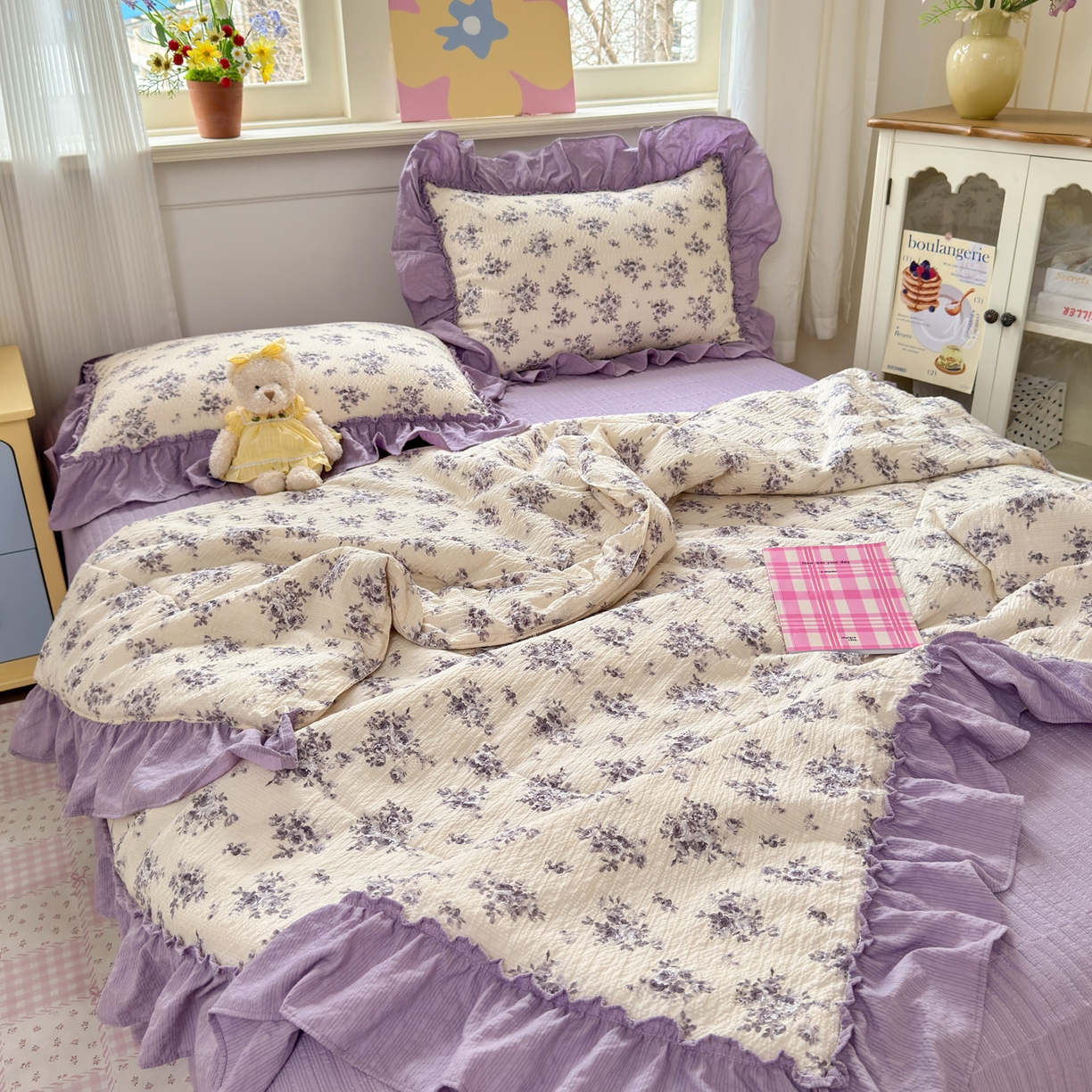 91家纺网 家纺一手货源 找家纺 禾沐 2026新款云感泡芙棉床盖夏被四件套AA款（夏被款） 若汐