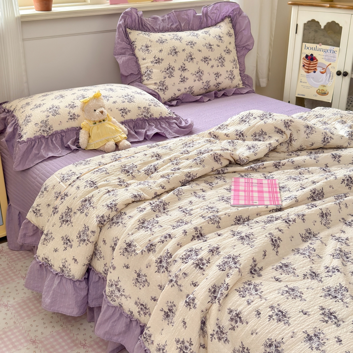 91家纺网 家纺一手货源 找家纺 禾沐 2026新款云感泡芙棉床盖夏被四件套AA款（夏被款） 若汐