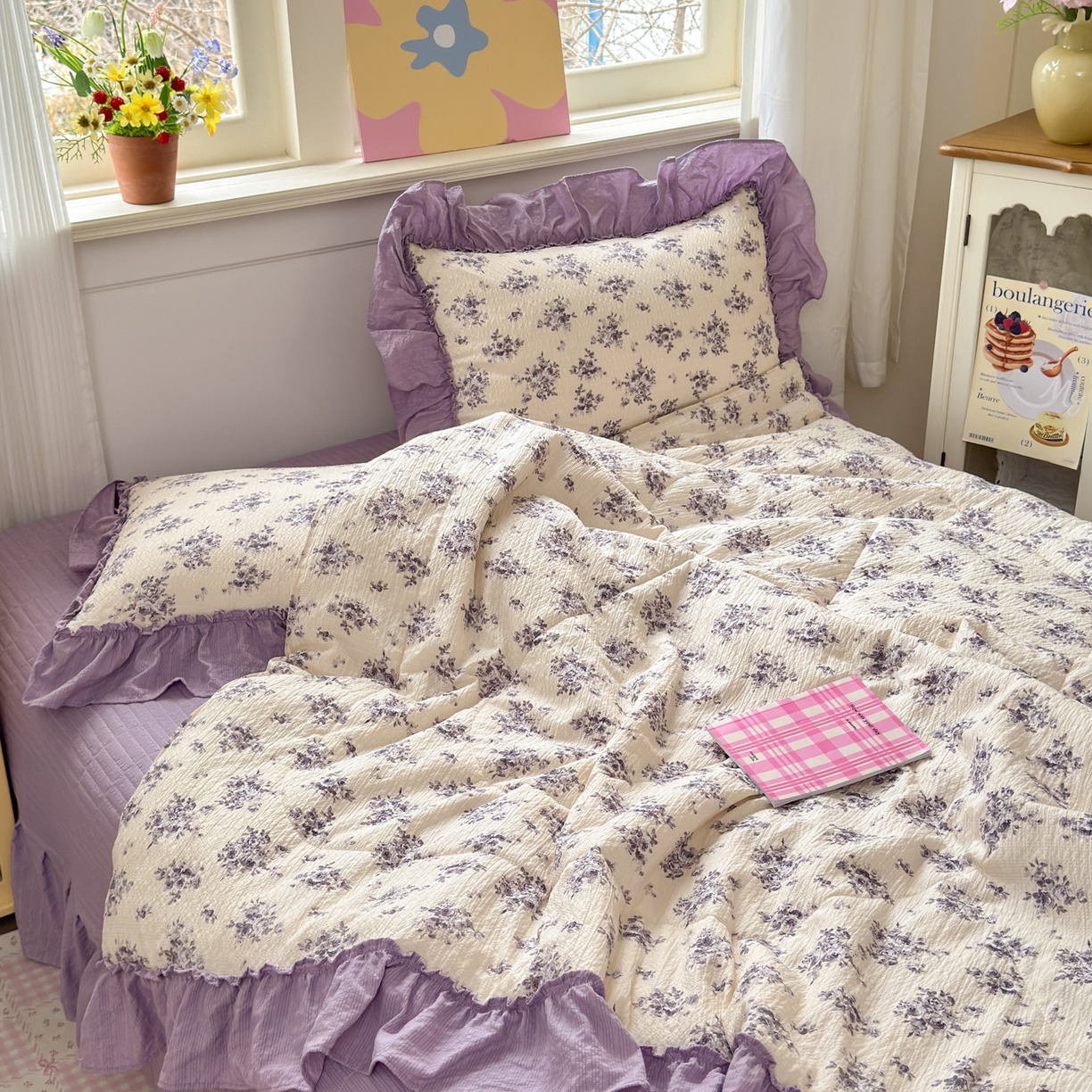 91家纺网 家纺一手货源 找家纺 禾沐 2026新款云感泡芙棉床盖夏被四件套AA款（夏被款） 若汐