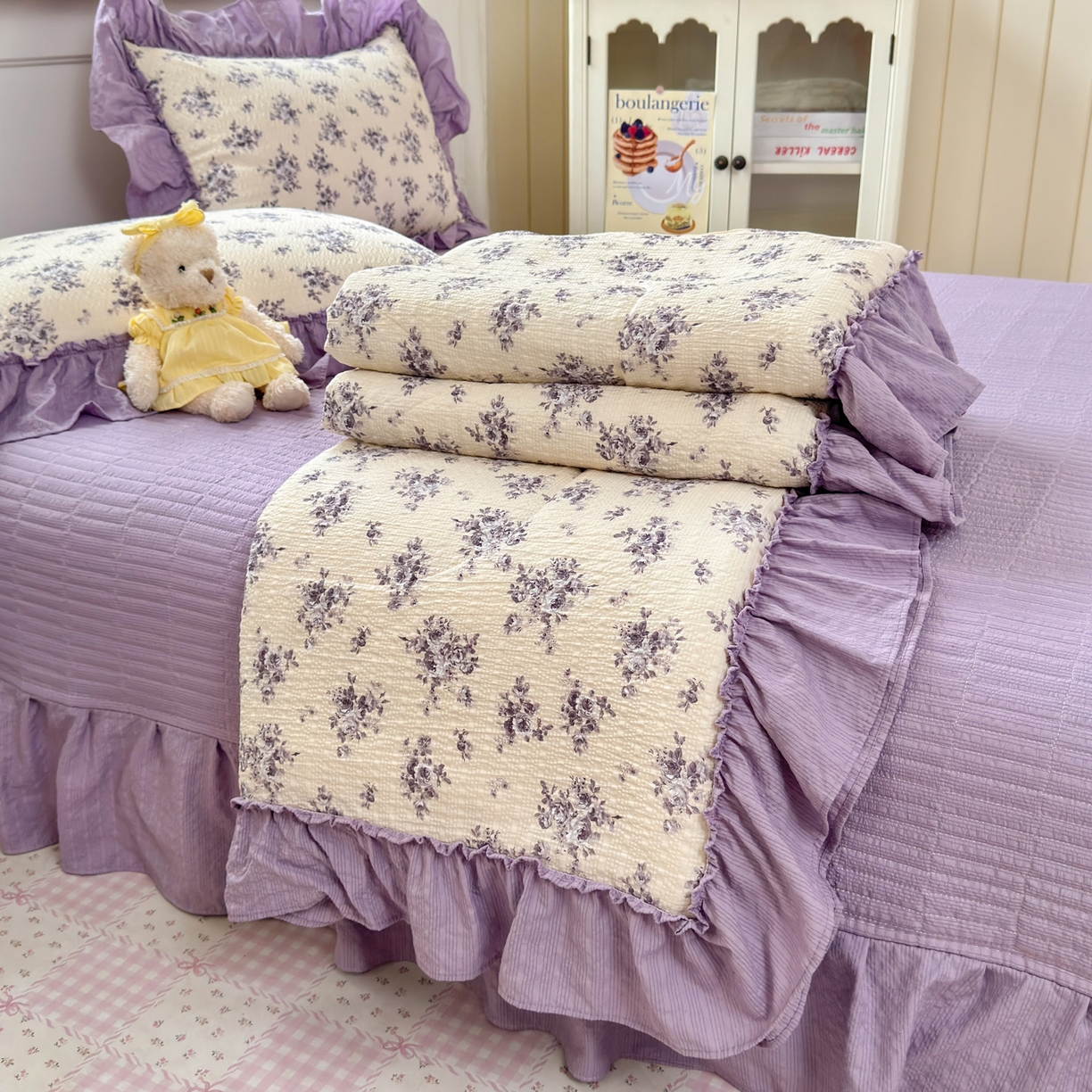 91家纺网 家纺一手货源 找家纺 禾沐 2026新款云感泡芙棉床盖夏被四件套AA款（夏被款） 若汐