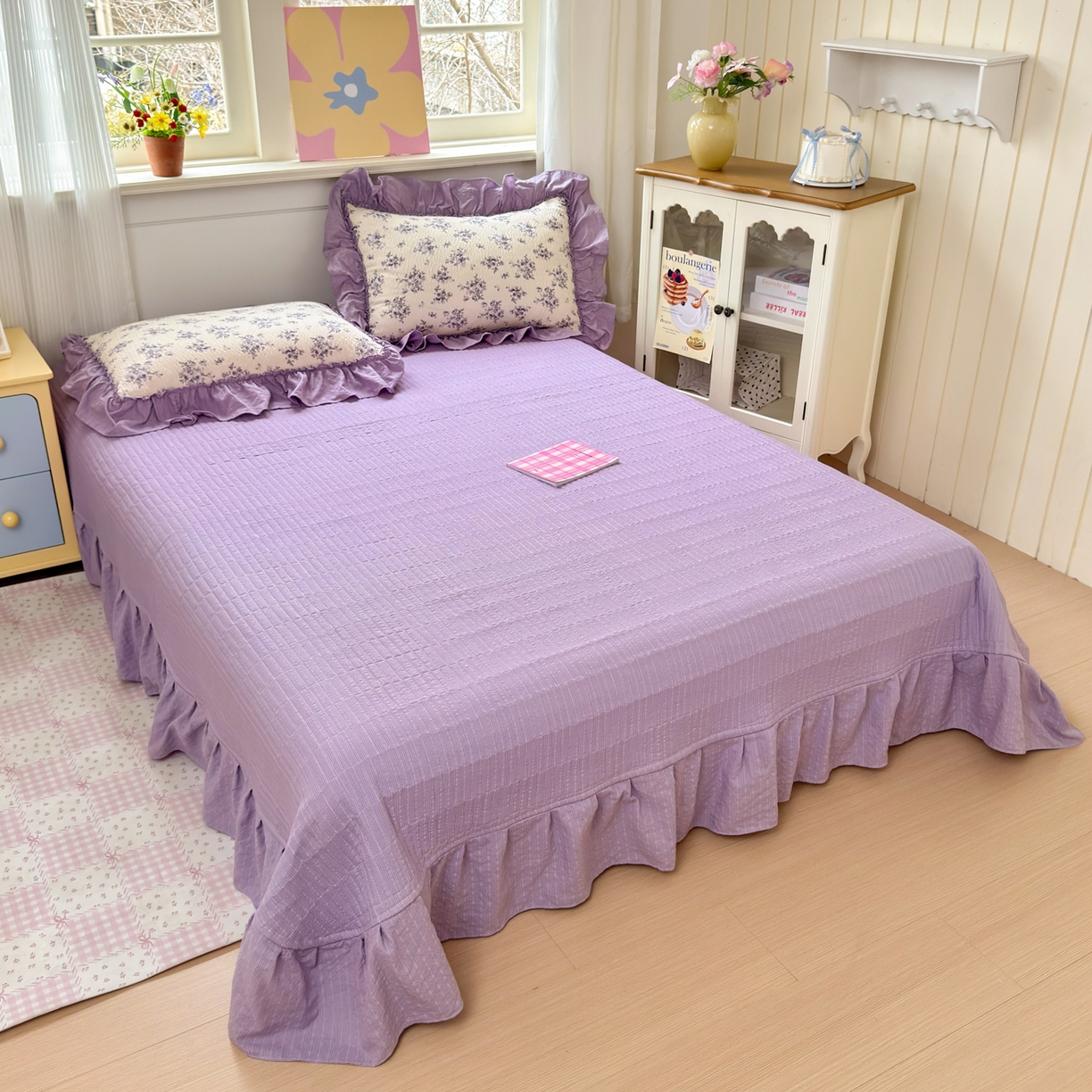 91家纺网 家纺一手货源 找家纺 禾沐 2026新款云感泡芙棉床盖夏被四件套AA款（夏被款） 若汐