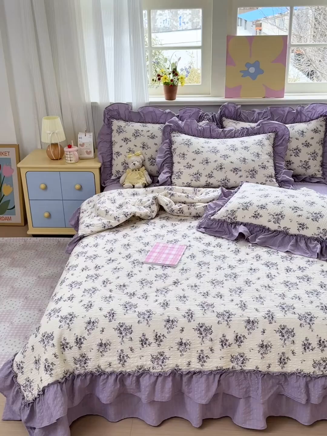 91家纺网 家纺一手货源 找家纺 禾沐 2026新款云感泡芙棉床盖夏被四件套AA款（夏被款） 若汐