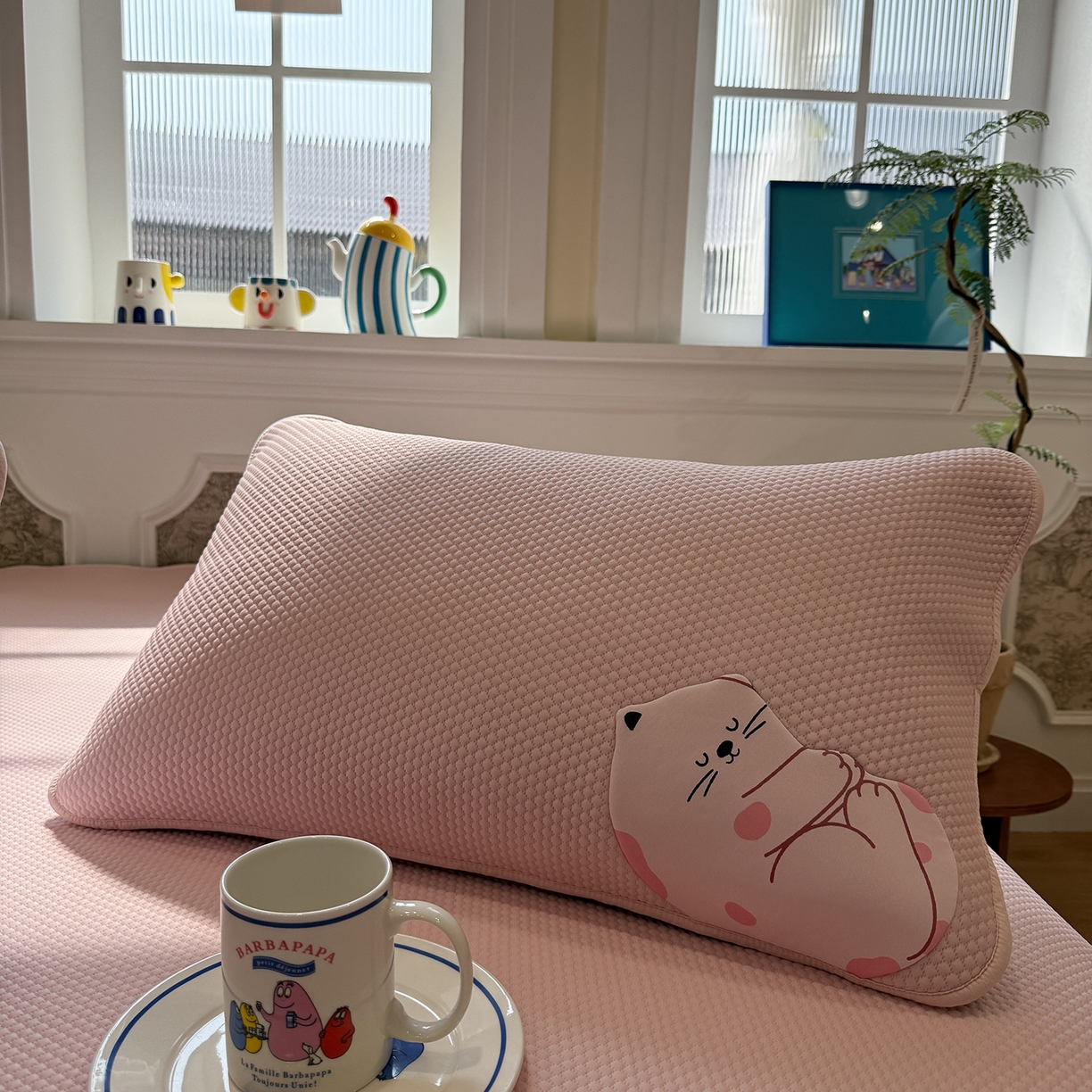 91家纺网 家纺一手货源 找家纺 GUJARY古家丽 2026新款即凉萌趣中分子床笠凉席三件套-风格一 软萌喵