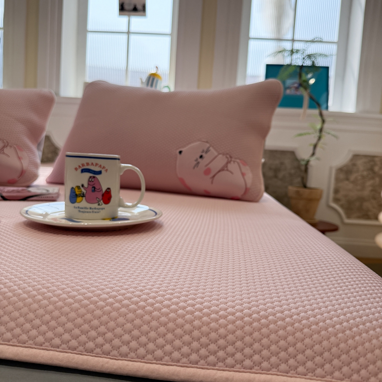 91家纺网 家纺一手货源 找家纺 GUJARY古家丽 2026新款即凉萌趣中分子床笠凉席三件套-风格一 软萌喵