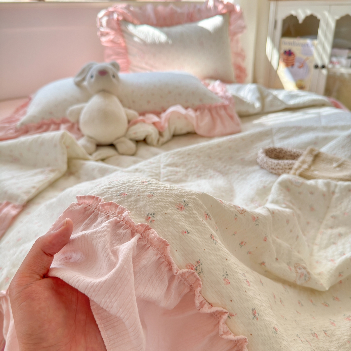 禾沐 2026新款云感泡芙棉床盖夏被四件套AA款（夏被款） 甜桃心