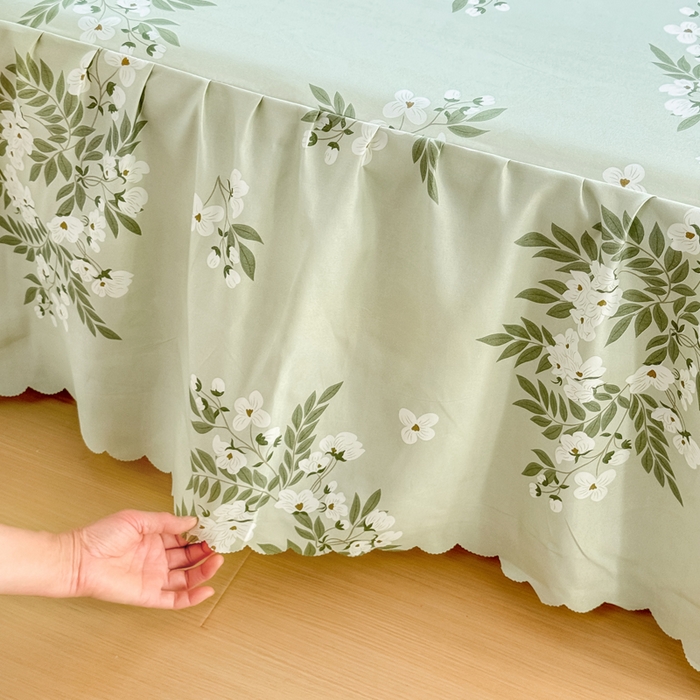 91家纺网 家纺一手货源 找家纺 莎臣豹 2026新款植物羊绒单品单件单床裙可配床裙三件套茉莉飘雪