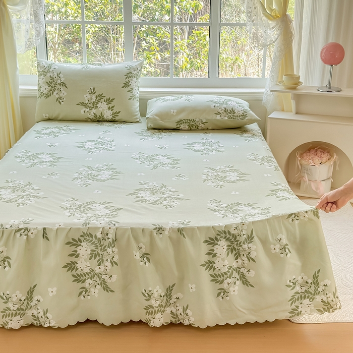 91家纺网 家纺一手货源 找家纺 莎臣豹 2026新款植物羊绒单品单件单床裙可配床裙三件套茉莉飘雪